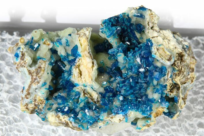 Vibrant Blue Veszelyite Crystals on Hemimorphite - China #380495